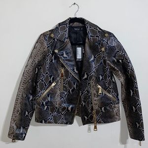 Nasty Gal Wild and Free Snake Print Moto Jacket
